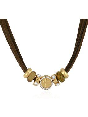 Womens Cross Coin Paracord Rope Natural Stone Pendant Adjustable Choker Necklace